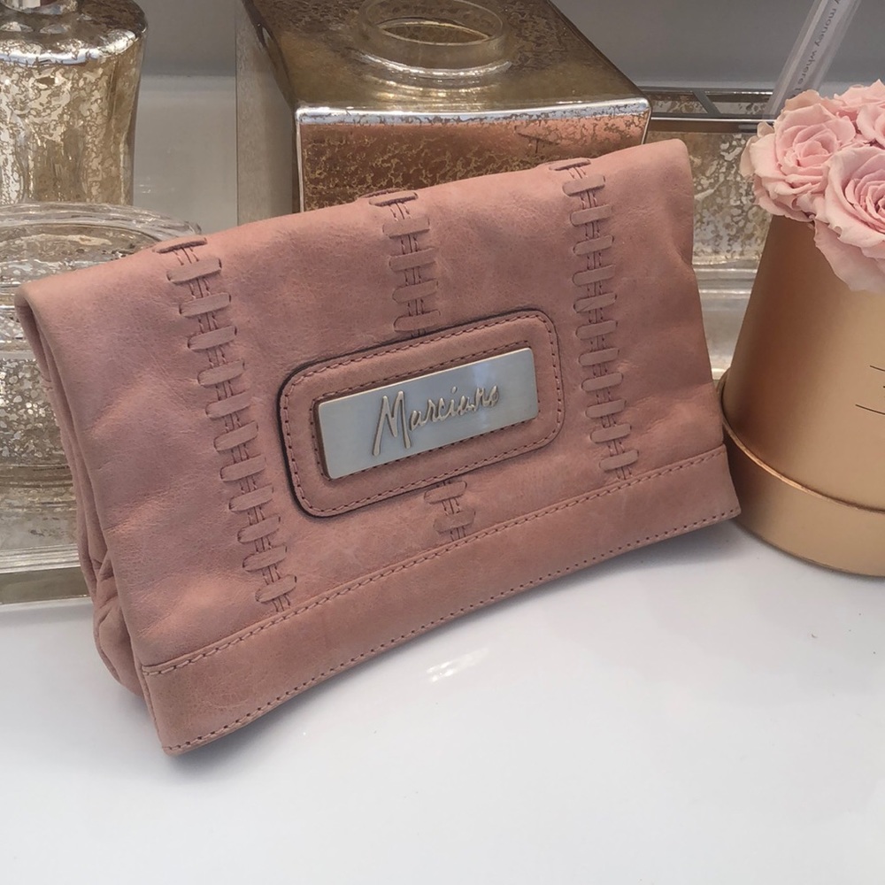 Guess By Marciano Foldover Leather Clutch Pink
